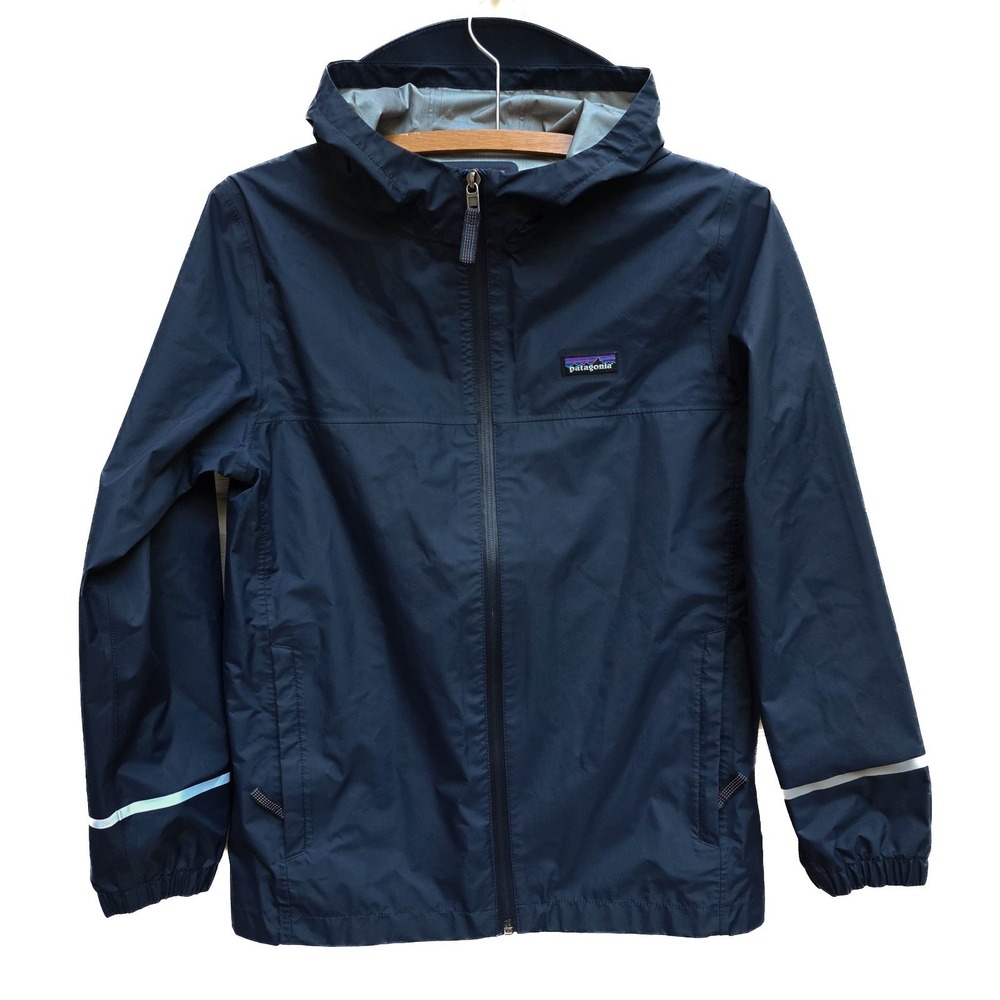 Patagonia Kids Torrentshell 3L Jacket XL 14 Navy Rain Hooded Reflective Gorpcore